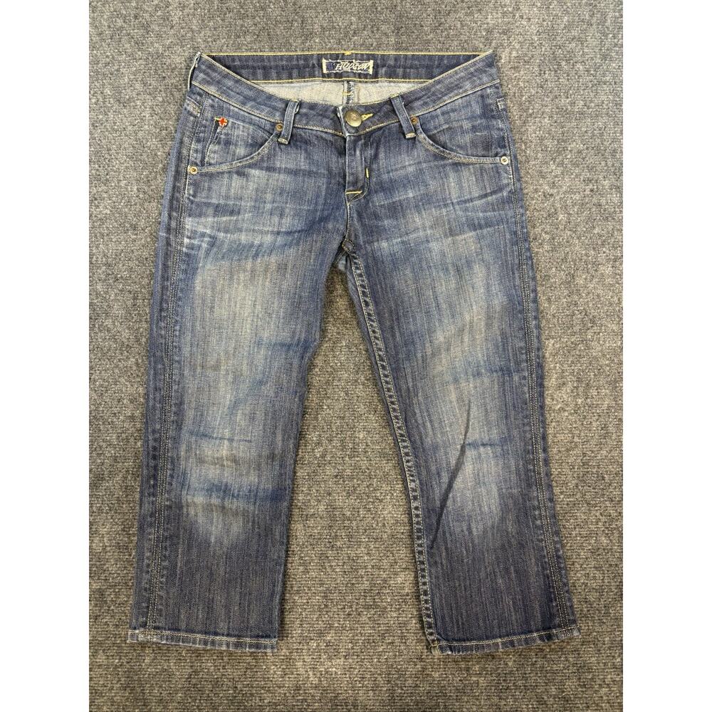 Hudson Jeans Womens Capri Low Rise Med Wash Stretch Denim Signature Size 25